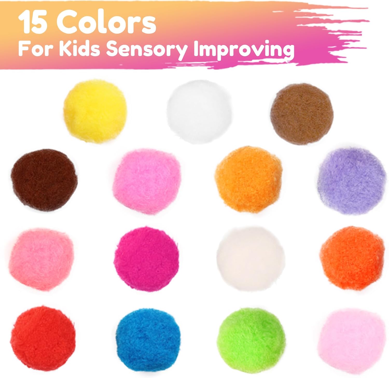 Caydo 200 Pieces 1.5 Inch Pom Poms 15 Colors Large Pompom Balls for Crafts for Kids DIY Art Creative Mother's Day Decorations