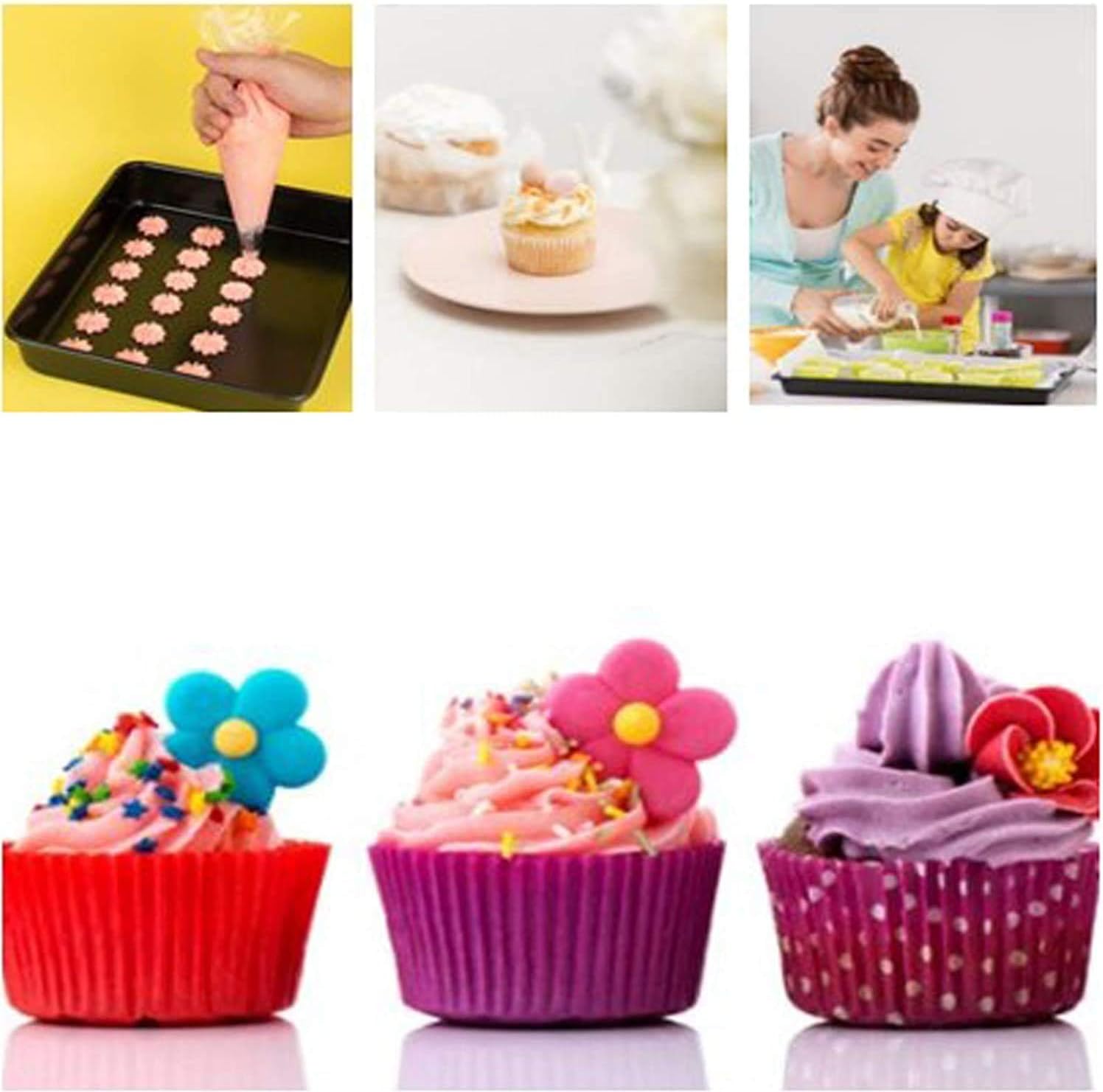Joyeee Reusable Piping Bags, Thickened 4 Pcs Cupcake Cake Icing Piping Bags Set, 4 Size Cake Decorating Bags - Mini Small Medium Large Heavy Duty Cake Piping Bags, Pink image 4