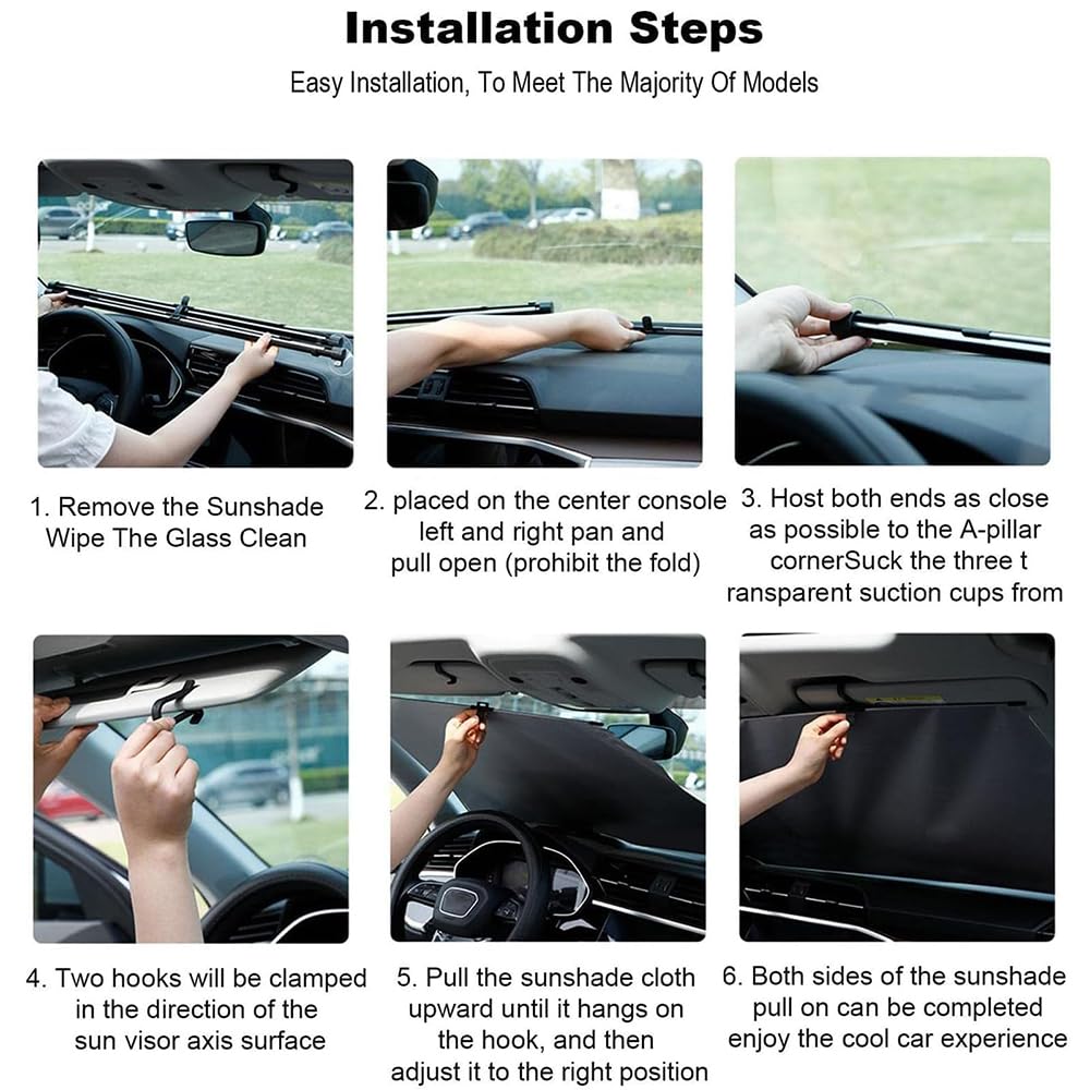 Parasole per auto retrattile automatico, parasole retrattile per parabrezza per auto, tenda parasole per parabrezza retrattile automatico per auto (Un set di +4 lati)