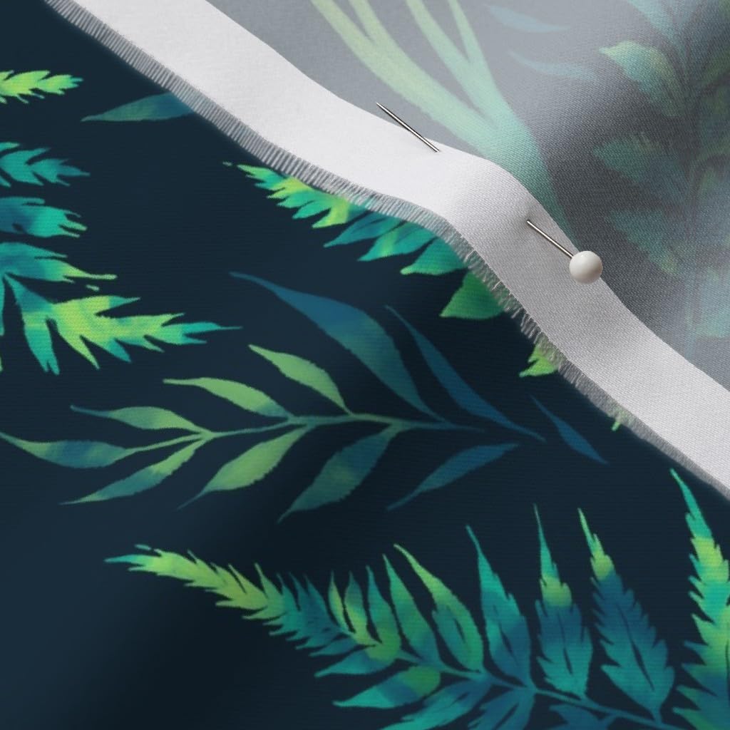 Spoonflower Fabric - Fern Leaves Green Leaf Jungle Emerald Watercolor Palm Forest Printed on Organic Cotton Sateen Fabric by The Yard - Sewing Quilting Apparel Home Decor
