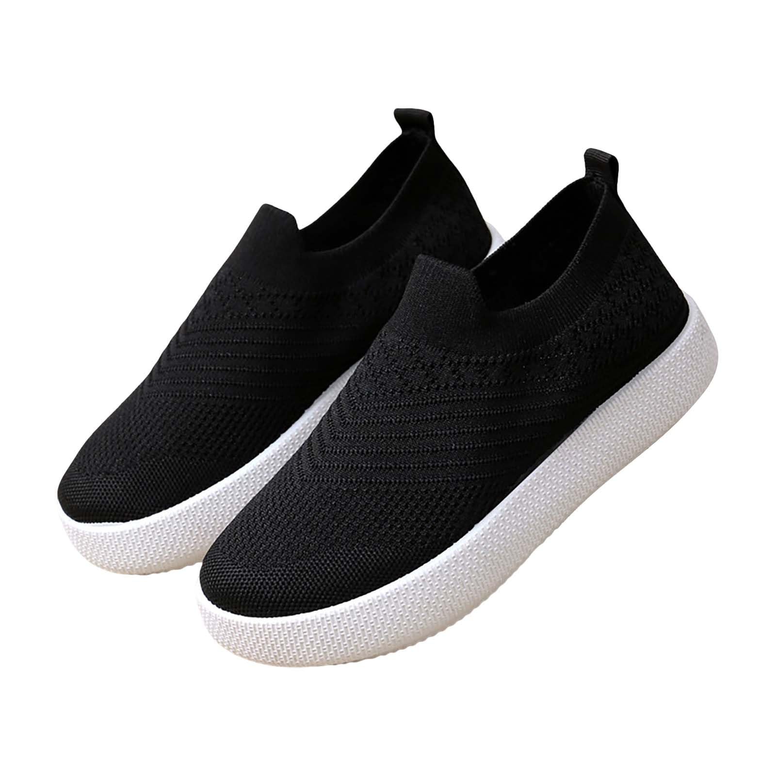 Chaussures tissées à Un étrier pour Femmes, Chaussures Souples et Respirantes, Chaussures de Marche en antidérapantes, Baskets antidérapantes, Noire Chaussure Plate Femme Confortable Chaussure