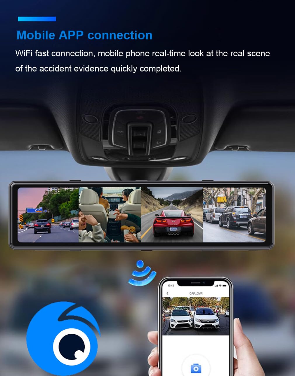 4 sposoby samochodowa konsola środkowa kamera samochodowa 360° panoramiczny monitoring przedni lewy prawy i tył 4K+1080P* 3 z Wi-Fi ADAS BSD 12-calowa deska rozdzielcza lusterko wsteczne ekran IPS