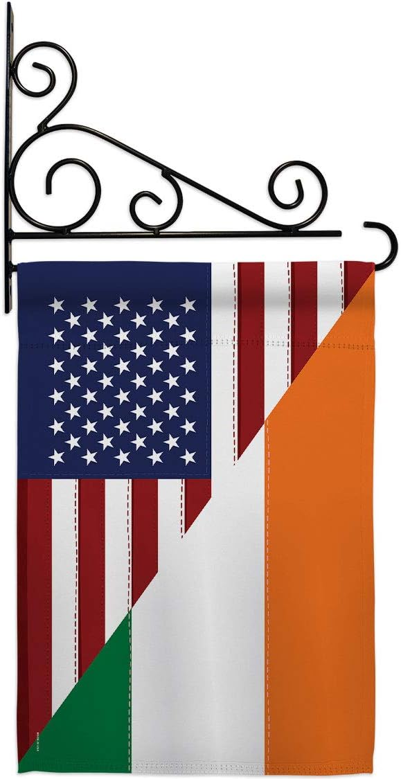 US Irish Friendship Garden Flag Set Wall Holder Regional USA American Alliance World Country Particular Area Small Decorative Gift Yard House Banner Made In 13 X 18.5