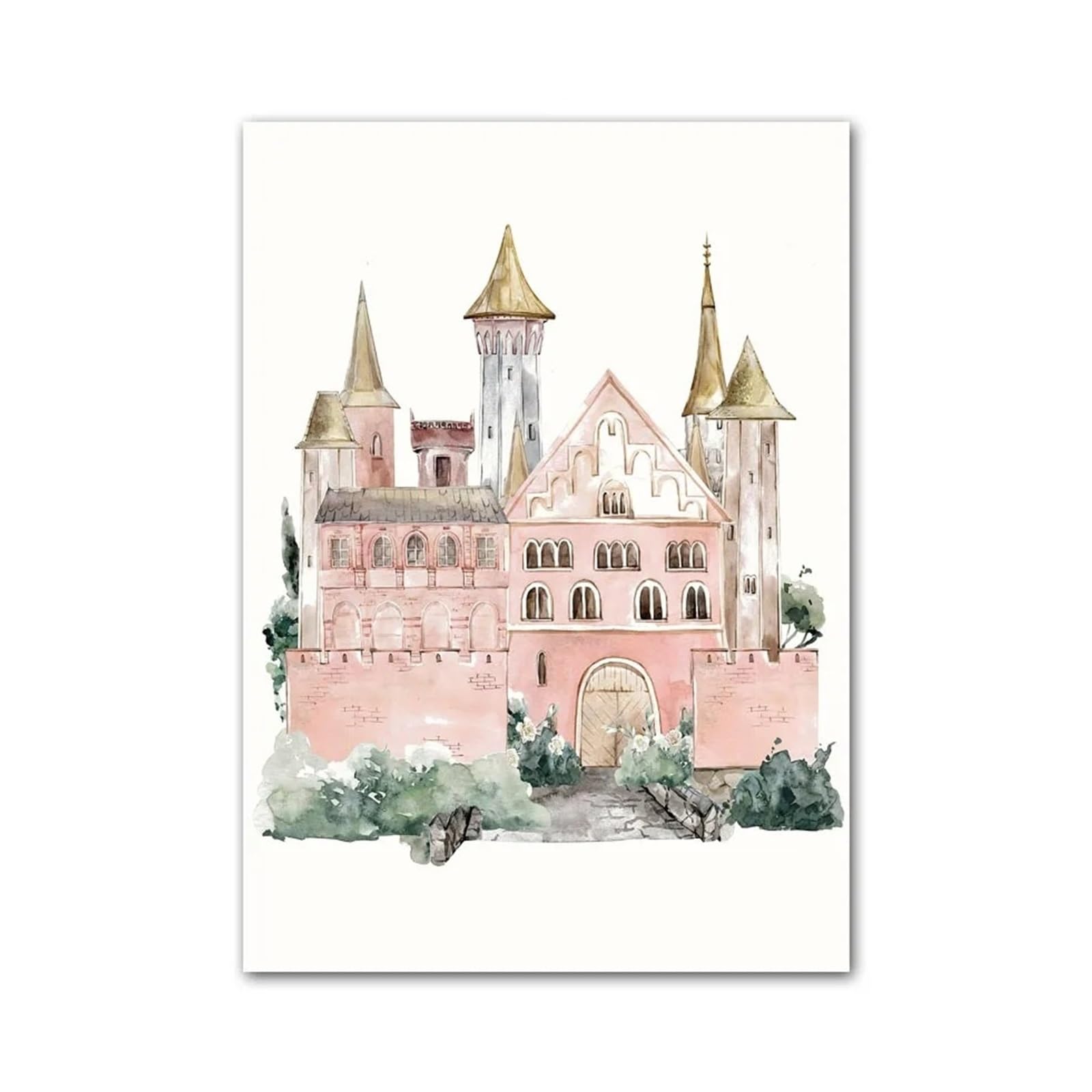 Affiches de princesse rose bébé avec licorne et papillon : peinture sur toile 40x50cm