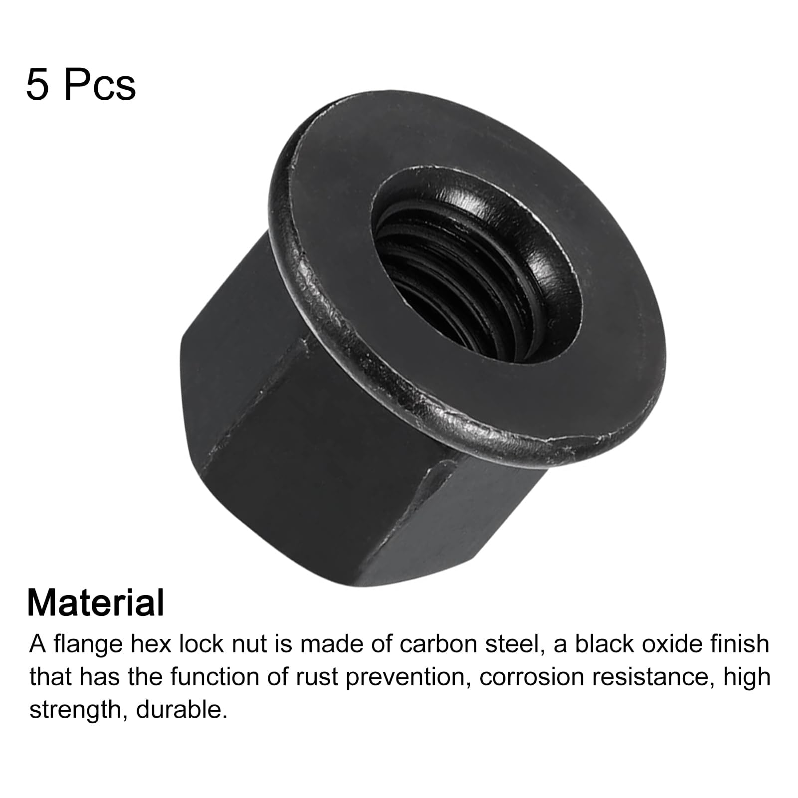 TOP-VIGOR M12 Flange Hex Nut, Grade 8.8 Carbon Steel Hex Lock Nuts with Black Oxide Finish - Image 3
