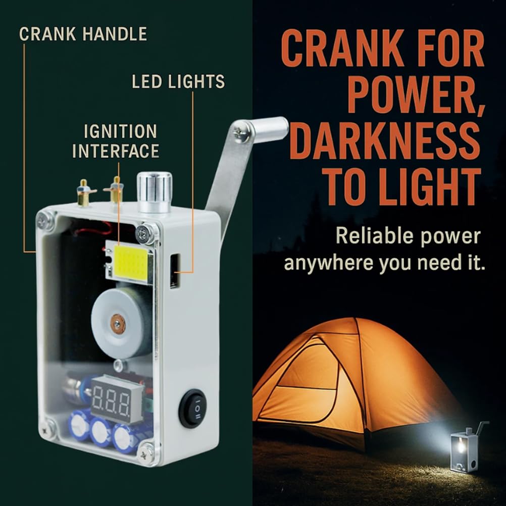 Generatore a manovella Manuale Portatile Multifunzione per Esterni Generatore a manovella con Ricarica USB Alimentatore di Sopravvivenza di Emergenza per Viaggi, esplorazione