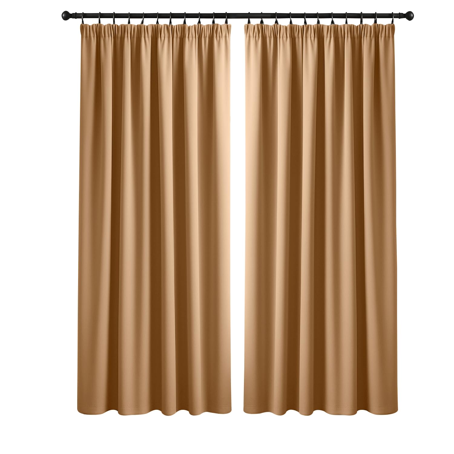 Yorkshire Bedding Blackout Curtains for Bedroom 90x72 Beige Curtain Privacy Protection Pencil Pleat Curtains Thermal Insulated Energy Saving Curtains for Living Room 2 Panel with Tiebacks — image 1
