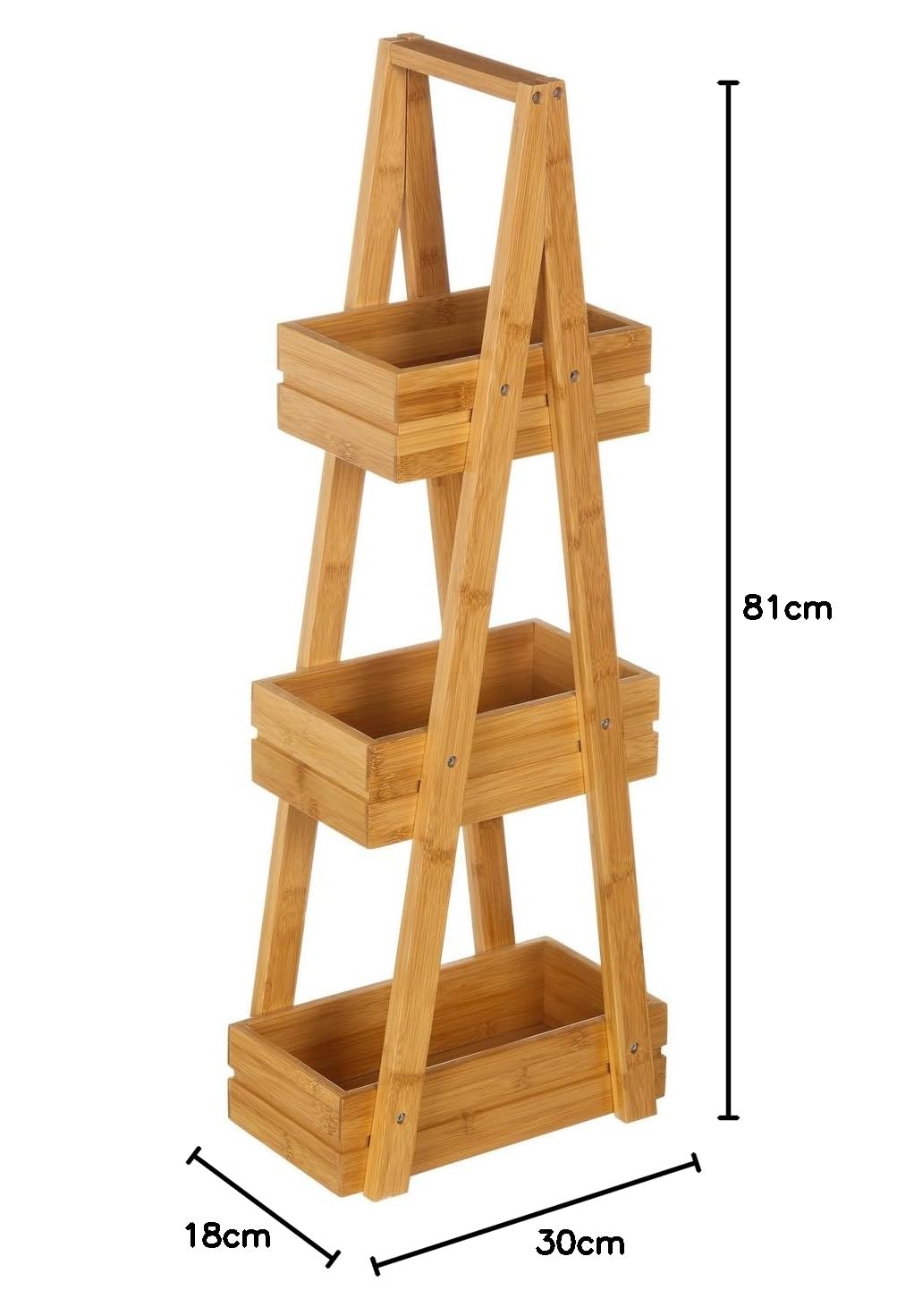 LOLAhome Estantería de 3 cestas nórdica marrón de bambú para baño Sol Naciente