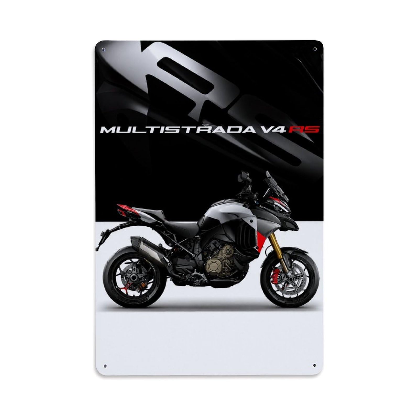Multistrada V4 Rs Racing Bike Superbike Motorcycle Culture Metal Tin Sign Plaque Wall Decor for Cafe, Man Cave, Club Bar, Office, Home Garden Round Metal Poster 8x12Inch