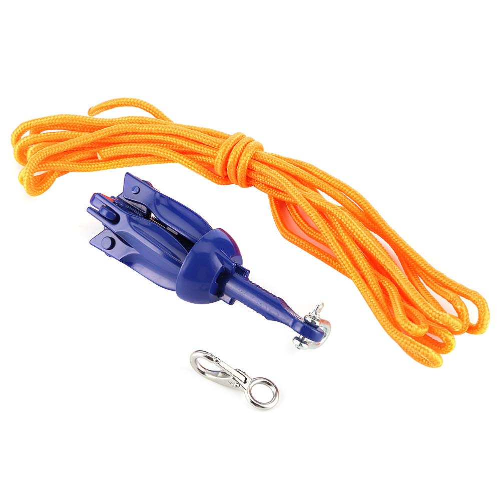 VOBOR Marine Kit di Ancoraggio Pieghevole - Gancio per Corda di Ancoraggio in Lega di Alluminio a 4 Denti per Moto d'Acqua per Barche a Vela, Kayak, Gommoni, Moto d'Acqua, Canoe, Barche a Remi