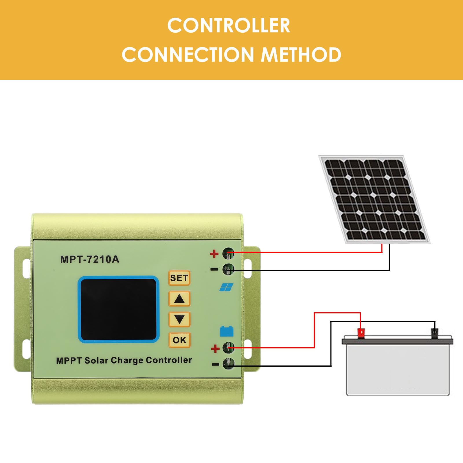 Regolatore di Carica Solare Lcd Display Tft a Colori 160x128, Compatibile Batterie 24v-72v, di Uscita Regolabile 0-10a in Lega di Alluminio