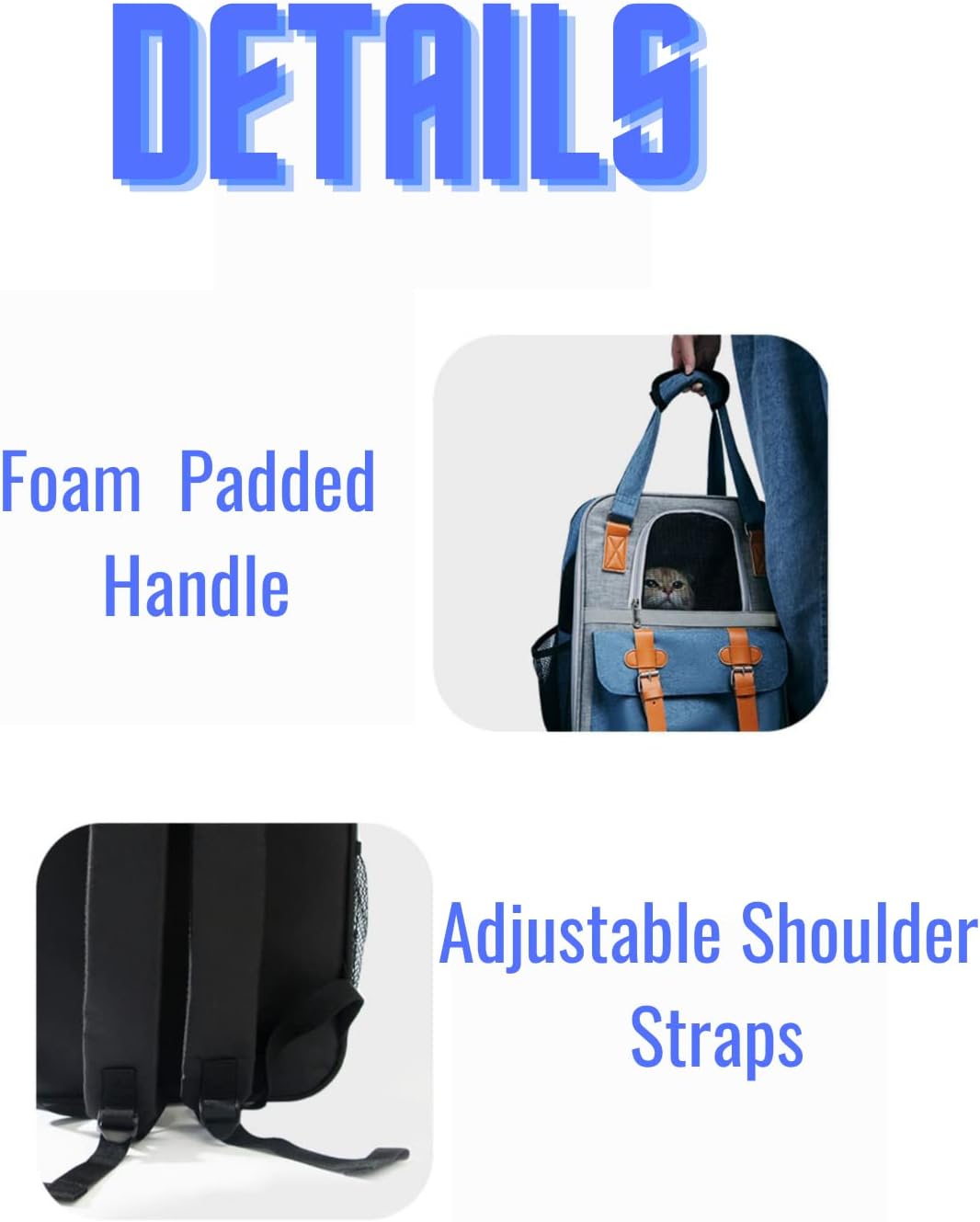 HIGH PAW Pet Carrier Backpack, Cat Small Dog Backpack Carrier for Traveling Hiking Outdoor with Ventilated Mesh Straps Premium Oxford Cloth Leather Buckle(Blue) HP001 : Pet Supplies