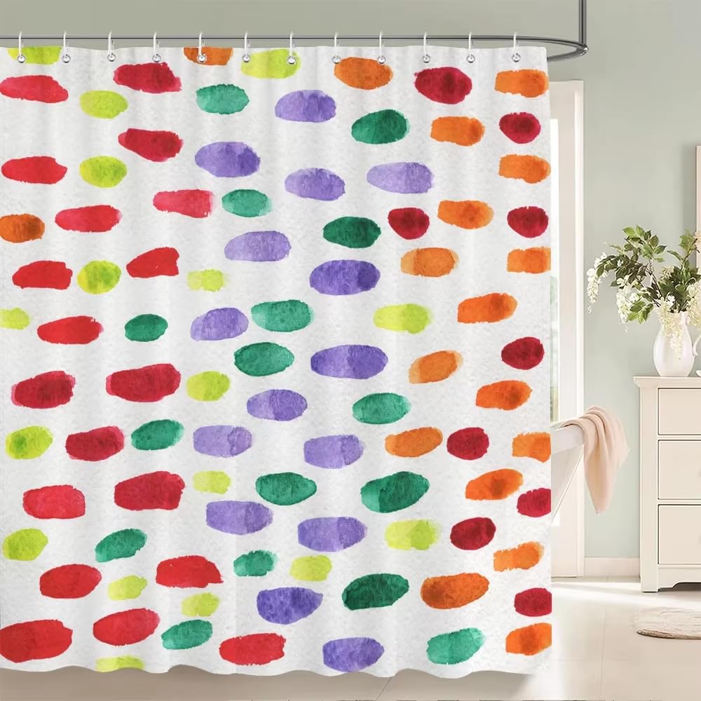KELAIMI Colorful Geometric Shower Curtain,Modern Simple Bathroom Curtains,Aesthetic Contemporary Quick-Dry Bathtub Curtains with Hooks Style 6 200X240Cm