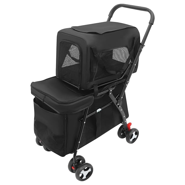 Carrito doble para mascotas, superior de hasta 7 kg y soporte inferior de hasta 15 kg
