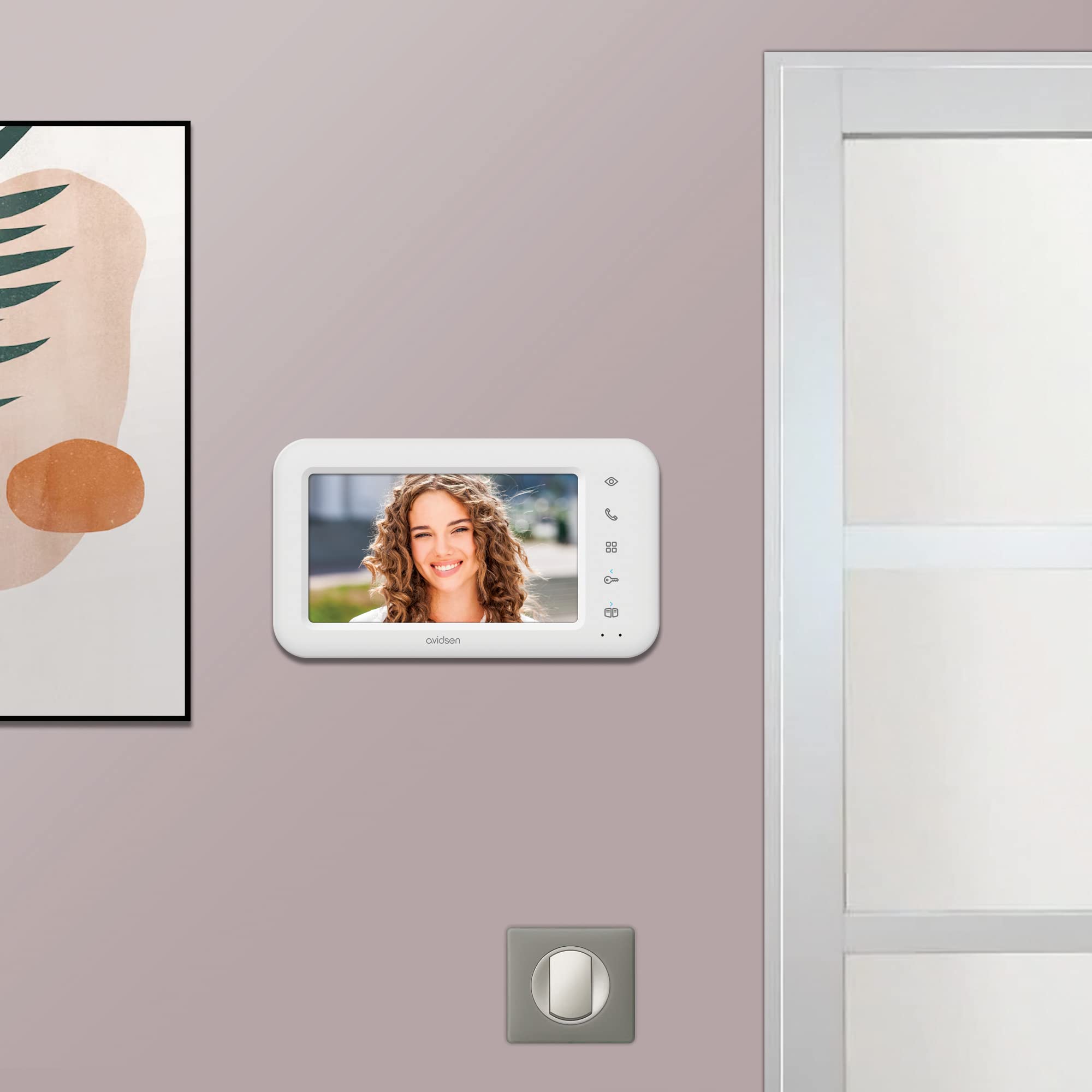 Videocitofono Elia Avidsen a colori 7 pollici LCD, 2 fili eco-progettato, controllo apertura del cancello,