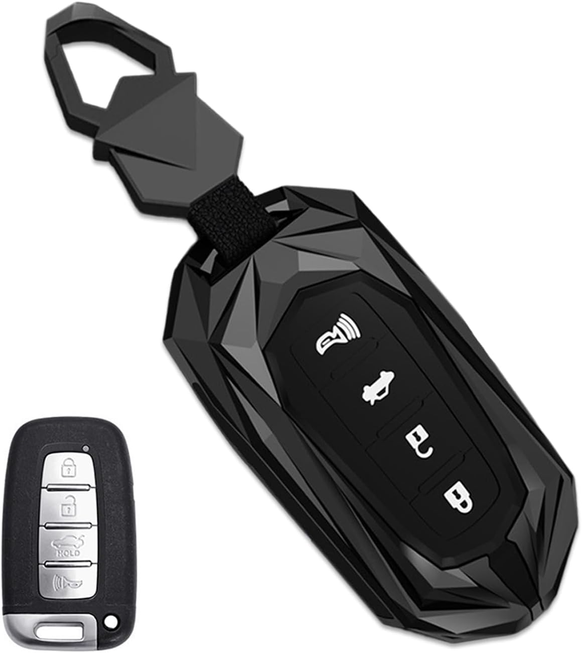 Zinc Alloy Smart Remote Car Key Fob Case Cover Protector Holder Shell Compatible for Hyundai Azera Elantra GT Genesis Coupe Santa Sonata Tucson for KIA Borrego Forte Sorento Soul(Gray)