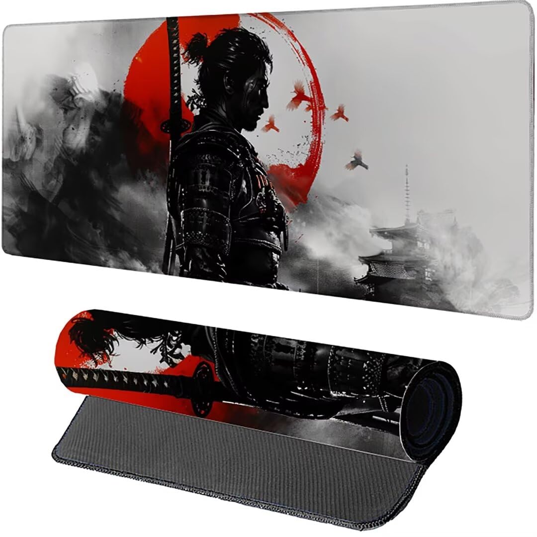 Excel Shortcut-Tasten-Mauspad - erweitertes großes 1200 x 600mm XL-Spickzettel-Gaming-Mauspad | PC-Büro-Tabellenkalkulation-Tastaturmatte | rutschfeste genähte Kante Japan Krieger
