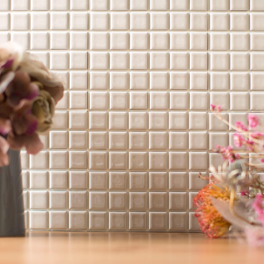 Amazon.co.jp: TOMOYASU モザイクタイルシール 大正カフェ アーモンド