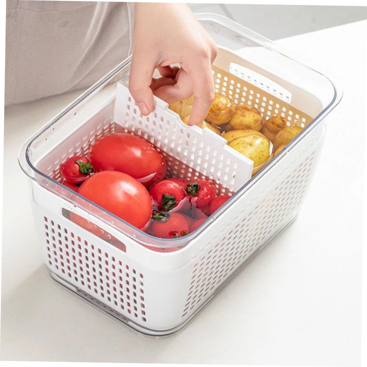 Contenitori Alimentari a Doppio Strato 2 Pezzi 1, 7l 4, 5l Pet Bianco