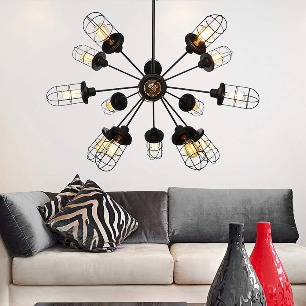 Lámparas Americanas,Creativo Personalidad Retro Candelabro,Lámpara De Mesa De Té,E27 Nuevo Estilo Estilo Industrial Molecular Candelabro,Para Salón Lámpara De Sofá-Retro negro tonto 18