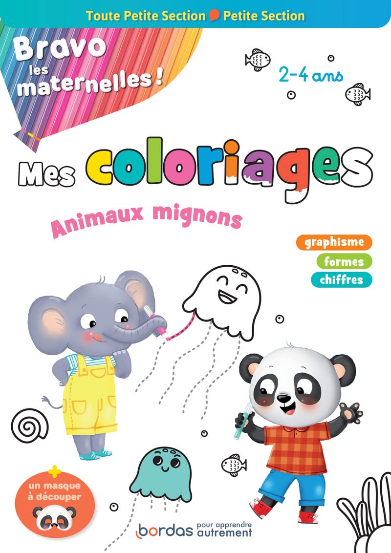 Bravo les maternelles - Mes coloriages - Animaux mignons - Toute Petite section et Petite section: Avec un masque à découper