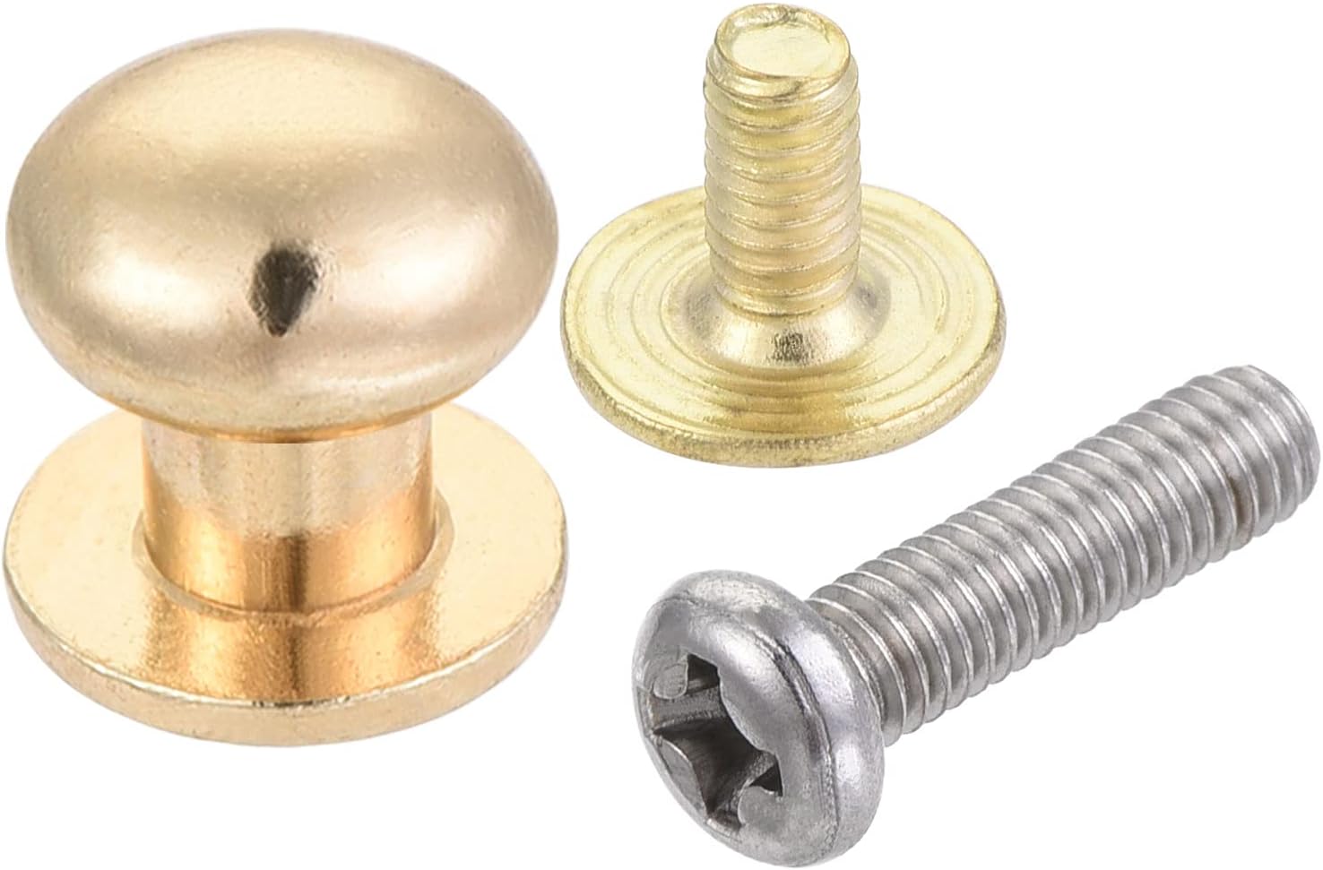 uxcell 8mm Head Dia. Round Knobs Pull Handle, 12pcs Zinc Alloy for Drawer Pulls Gift Box Cabinet Door Knobs with Screws, Light Gold