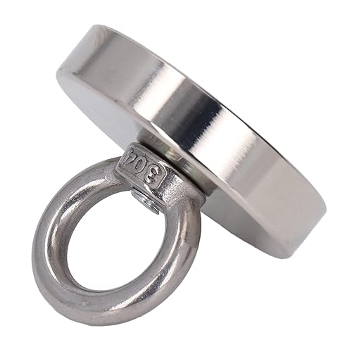 Miniatura 9 de Imán de pesca, imanes fuertes de 220 libras, ganchos magnéticos de alta resistencia, con ojal de agujero avellanado, para levantar y recoger