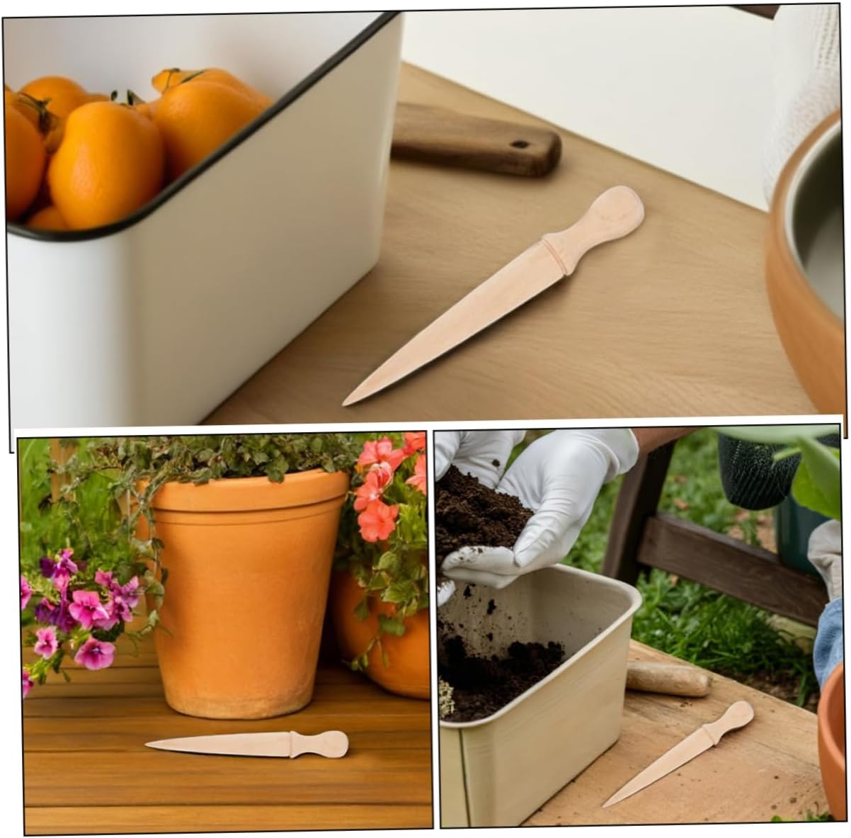6pcs Wooden Garden Hole Puncher Comfortable Grip for Planting and Transplanting Manual Digger Tool for Efficient Soil Preparation and Gardening Tasks