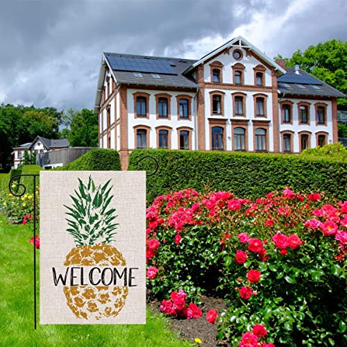 Buyito Pineapple Welcome Garden Flag Double Sided 12.5 X 18 Inch Small Yard Flags Summer Farmhouse Burlap Yard Outdoor Decor #TOP4