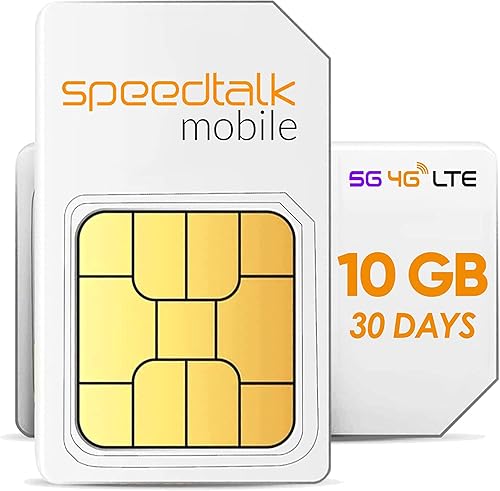 SpeedTalk Mobile Kit de tarjeta SIM solo de datos - 10 GB 4G LTE WiFi Hotspot MiFi Modem Router de Internet | Pague como quiera sin contrato |