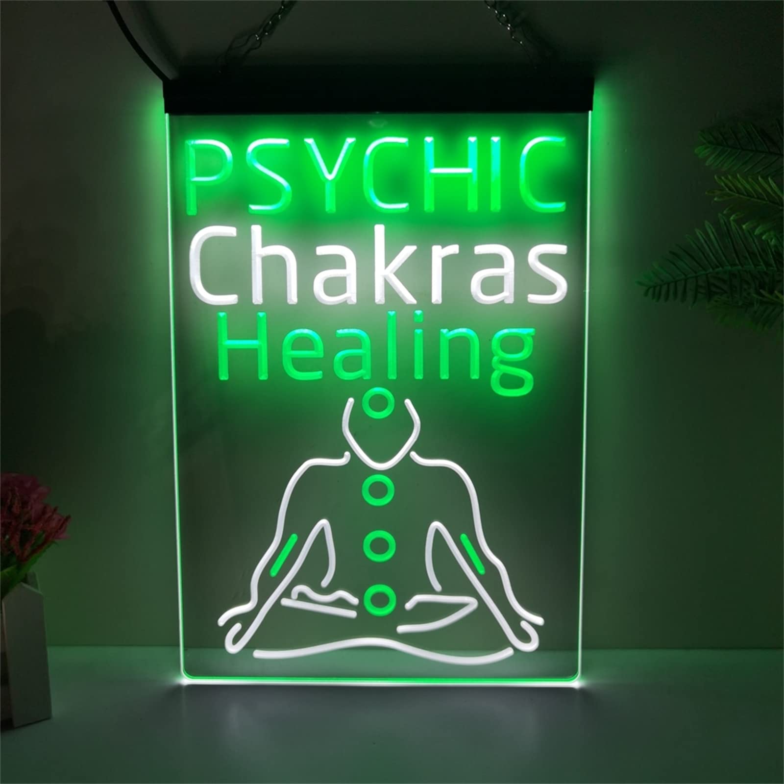 FINOTI Psychic Chakras Neon Sign Chakras Healing 2 Color Display LED Neon Sign Bar Bistro Restaurant Hotel Spa Ambience Decoration Home Decoration With Chain,I,15.7"x23.6"
