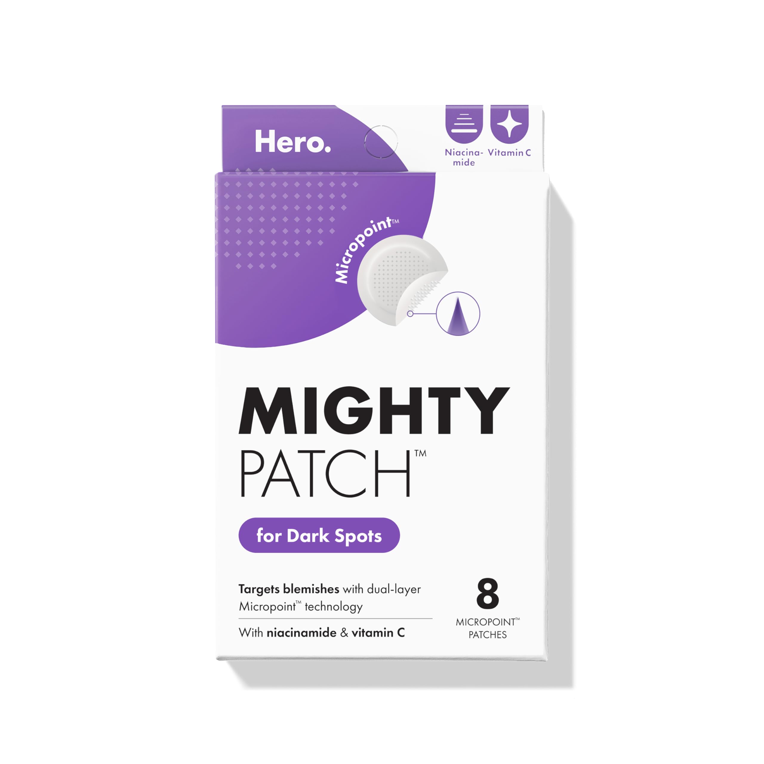 Mighty Patch Hero Cosmetics Micropoint™ for Dark Spots - Post-Blemish Dark Spot with 395 Micropoints, Dermatologist Tested and Non-irritating (8 Count)