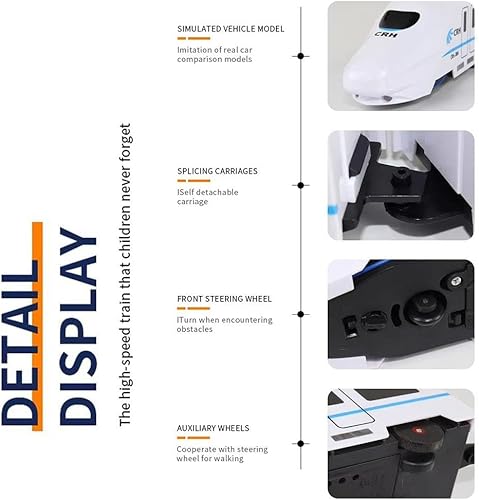 Miniatura 8 de Juguete de tren de cadena inteligente, juguete de tren eléctrico con luces intermitentes, kit de modelo T-Rains eléctrico de alta velocidad de bala