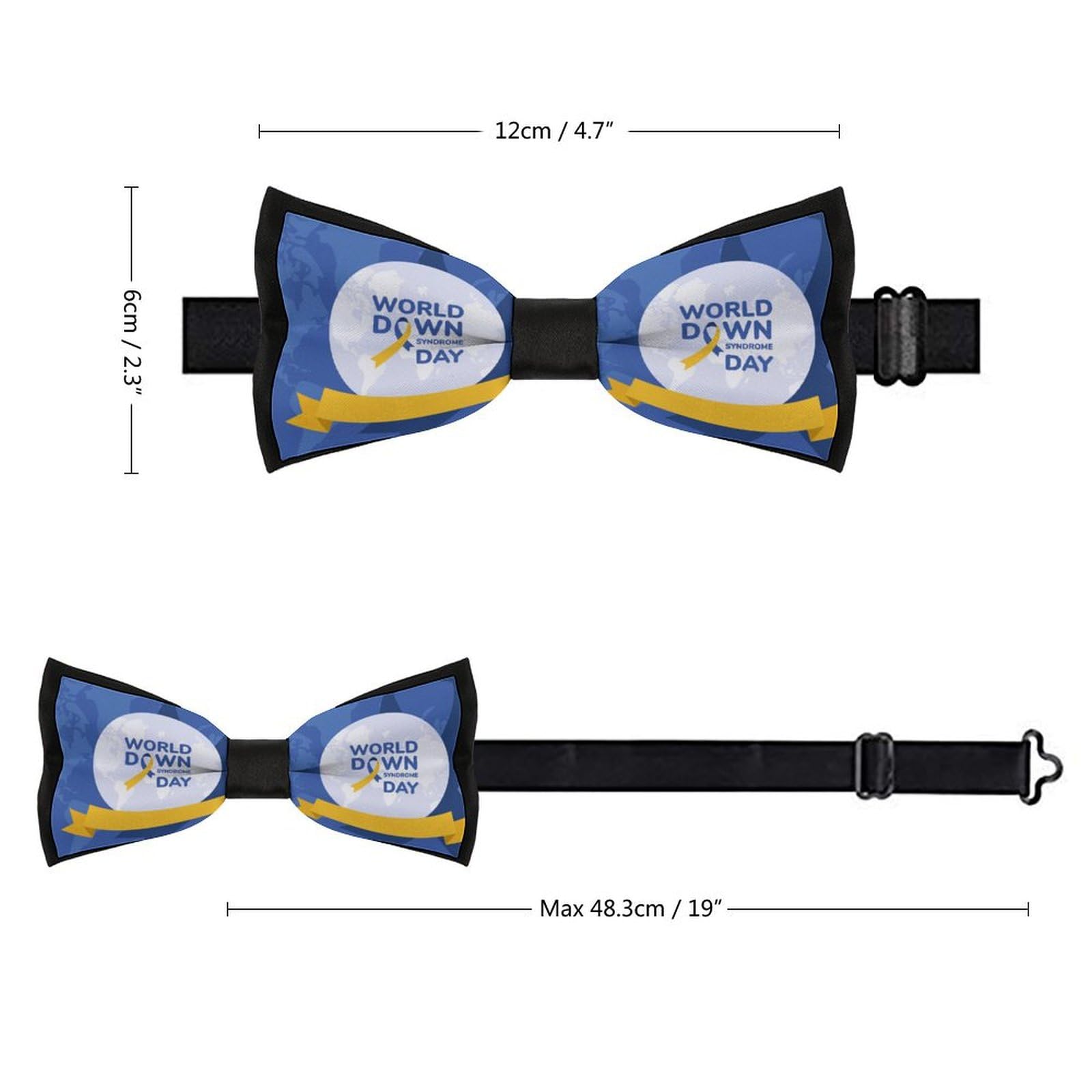 GoasNei World Down Syndrome Awareness Day Bow Tie for Men Adjustable Necktie Funny Tie Neck Ties for Weddings Party