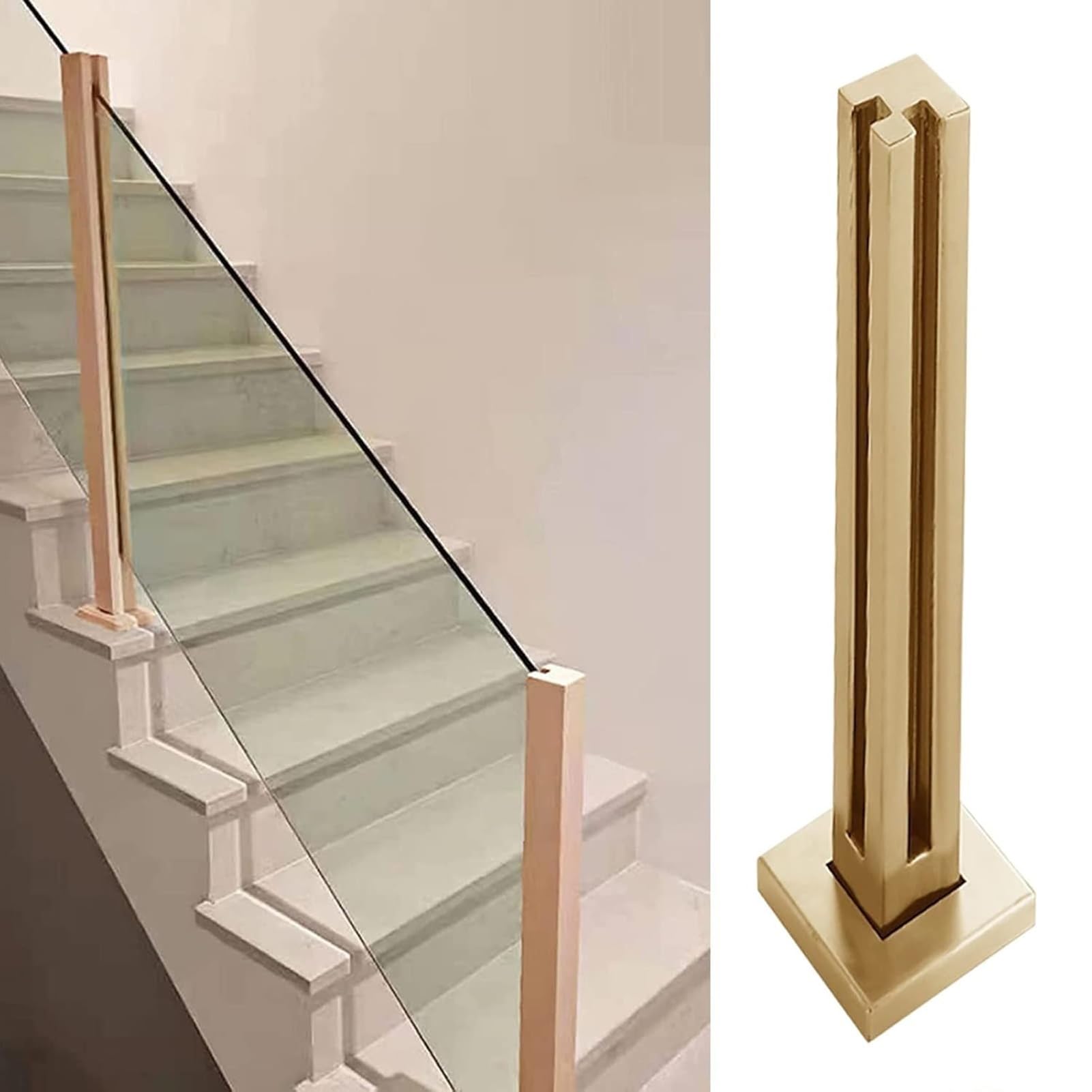 Poteau de garde-corps en verre stable pour sécuriser balcon et escalier