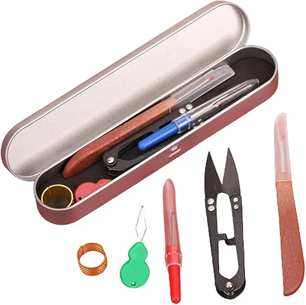 ArrErr 5 Pack Seam Ripper Thread Remover Kit with Needle Threaders Sewing Thimble Kit Thread Snips Set Tag Remover Cutter Sewing Kit Gifts for Embroidery Floss Cross Stitch Threads Quilting Stitching