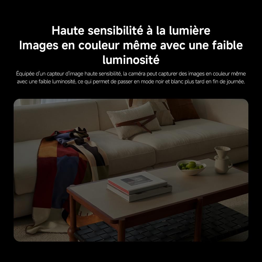 XIAOMI Smart Camera C701 4K Ultra HD, Vision à 360°, Audio bidirectionnel, Vision Nocturne Infrarouge, Wi-FI 6 Double Bande
