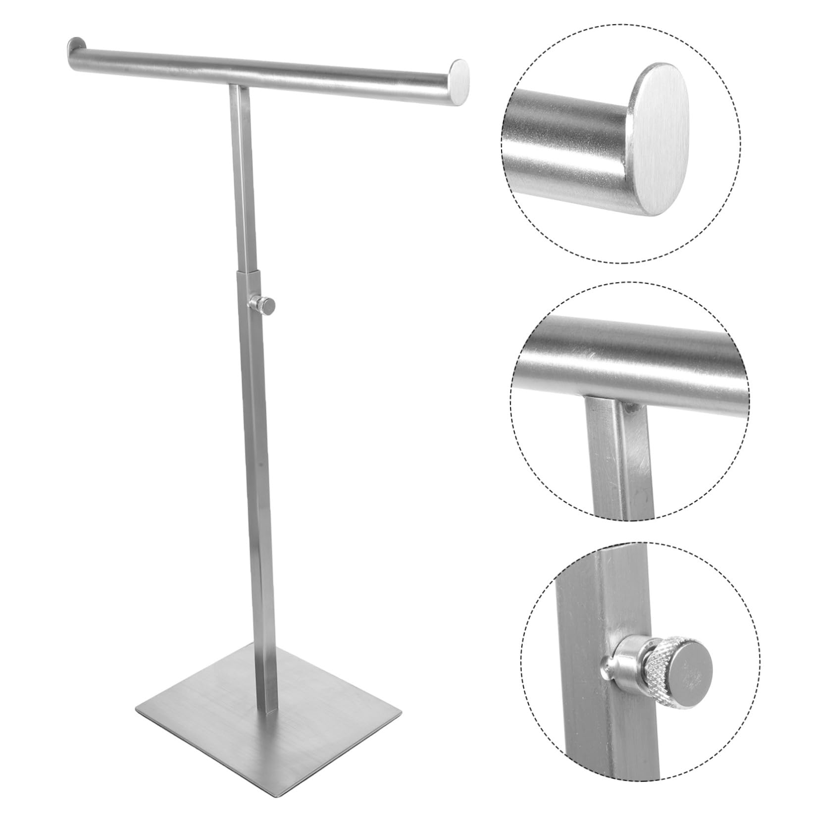 INOOMP Soporte para Bolsos de Acero Inoxidable Ajustable en Forma de T, Organizador Colgante para Armario, Perchero para Bolsos Manos Libres, Exhibidor Vertical para Tienda y Hogar,