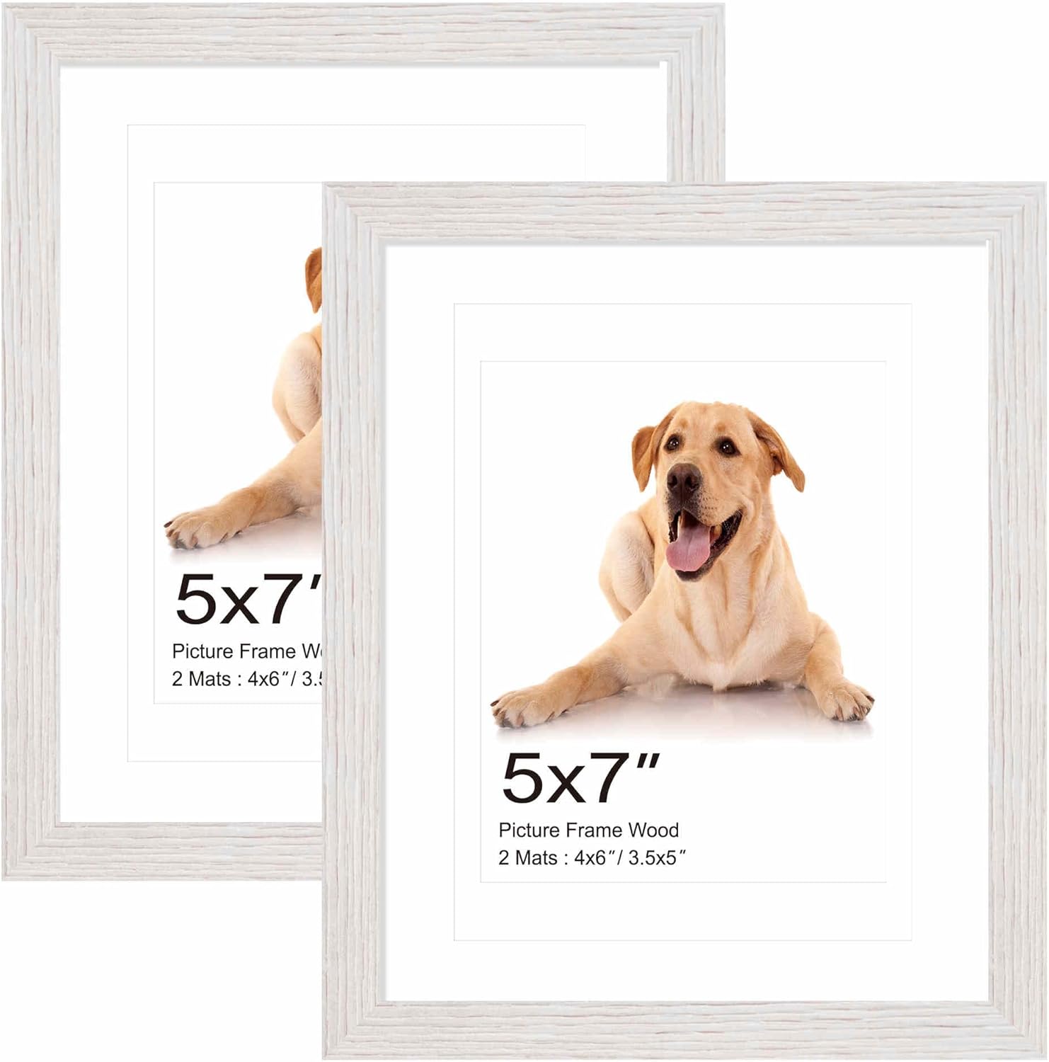 5x7 Hanging Picture Frames,Solid Wood,Not Glass,Display Pictures 3.5x5,4x6 with Mat or 5x7 Without Mat,Stable Sturdy Picture Frame Set for Wall Mounting or Tabletop (White,5x7,Set of 2) White 5x7 (Set of 2)