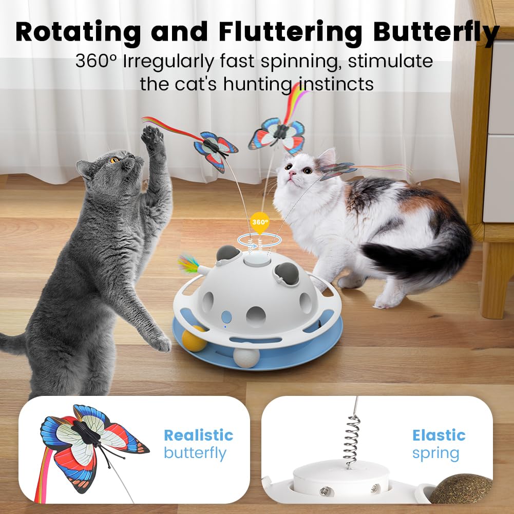 VOSFEEL 4 in 1 Interactive Cat Toys for Indoor Cats Adult Smart Kitten Feather Toys with Catnip - Image 4