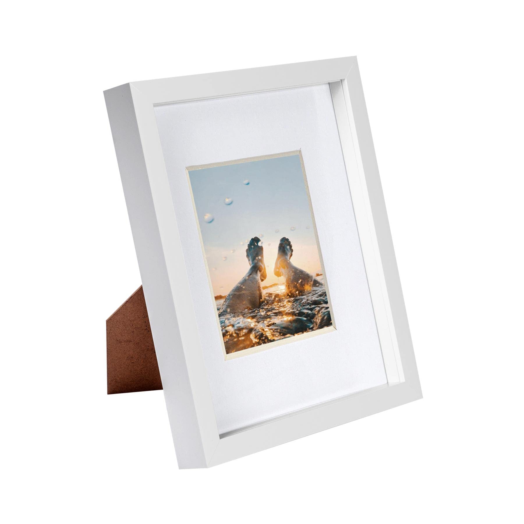 Nicola Spring White 8" X 10" 3D Box Photo Frame With 4" X 6" Mount - Mount