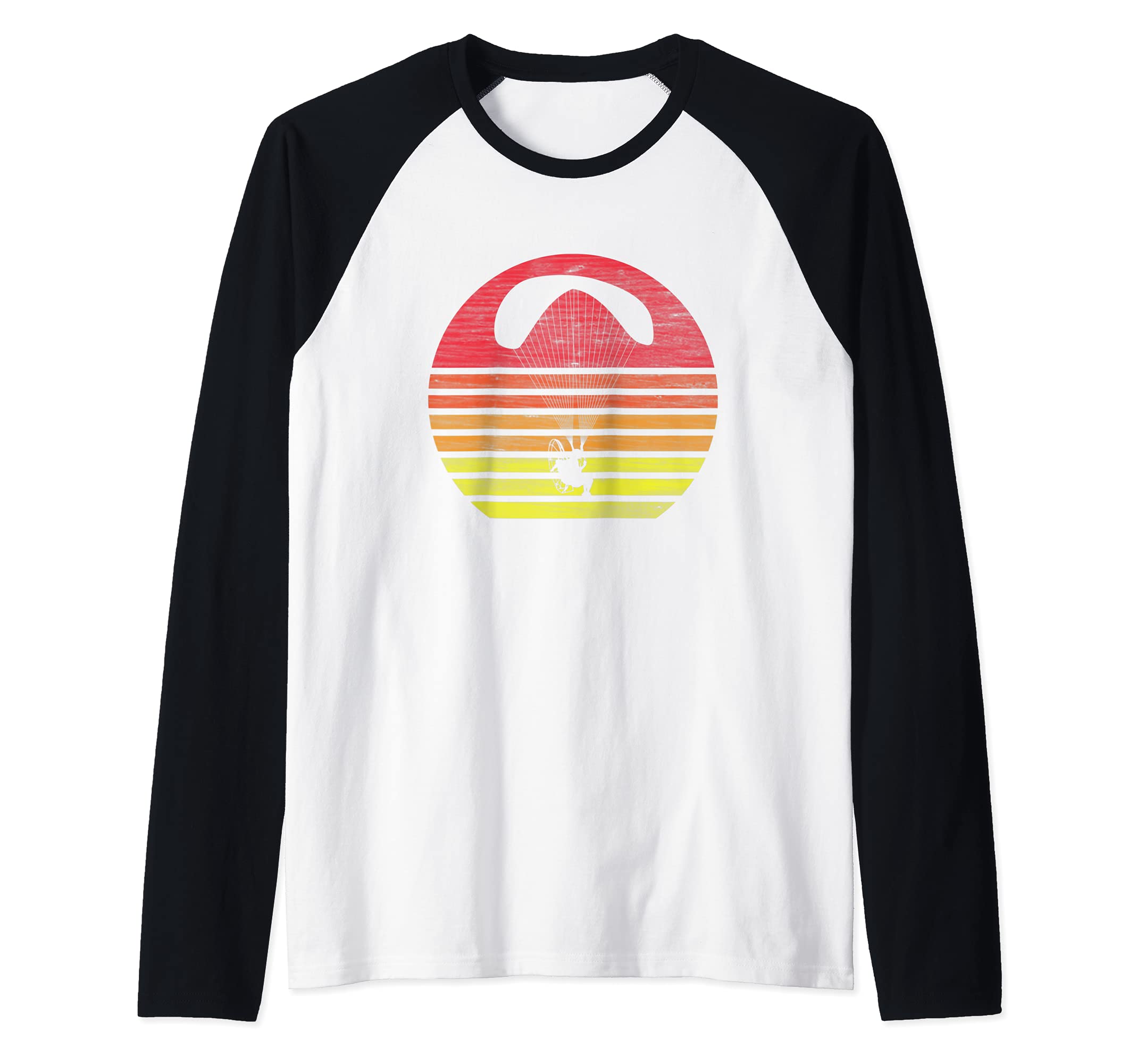 Retro Paragliding Raglan Baseball Tee, Black