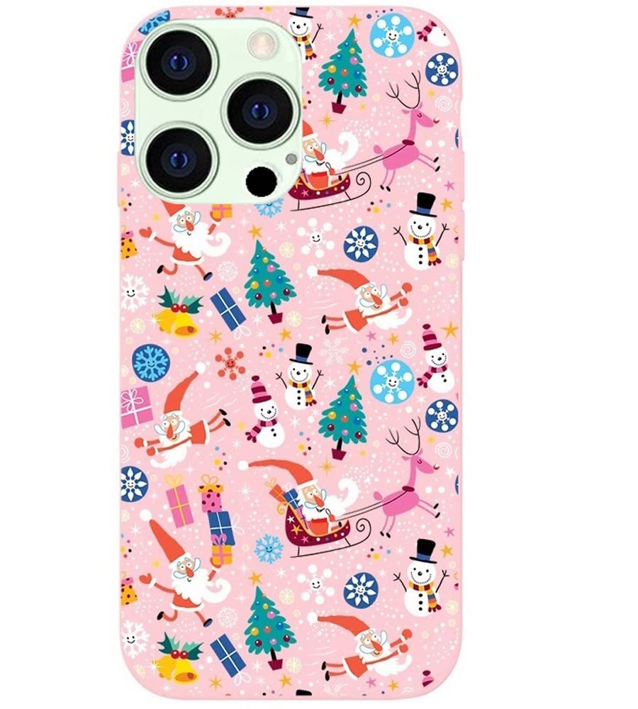 JNSA Christmas Design for iPhone13 Pro Case,Soft Silicone Slim Fit Holiday Cover Case Compatible with iPhone 13 Pro 6.1 inch 2021,Pink 13Pro