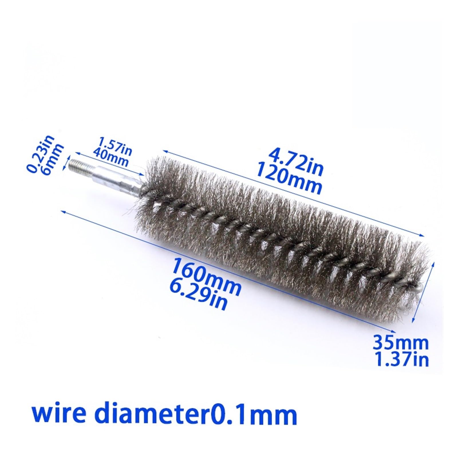 cepillo de alambre, El tubo del alambre cepilla los cepillos de acero inoxidable en torcido con la manija hilo M6(Diameter 35)