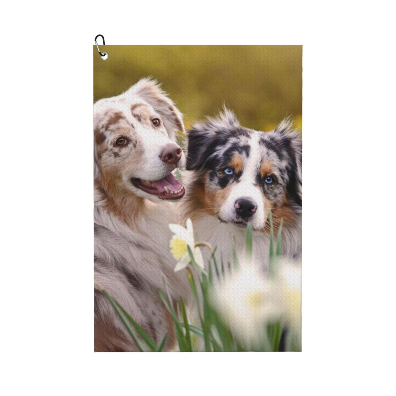 Hnnkloy Australian Shepherdch, 16x24 in Portable Waffle Golf Towels with Carabiner Clip for Golf Bag