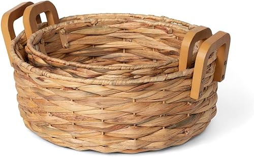 Park Hill Collection EAW20616 Cesta de servicio redonda de jacinto de agua tejida