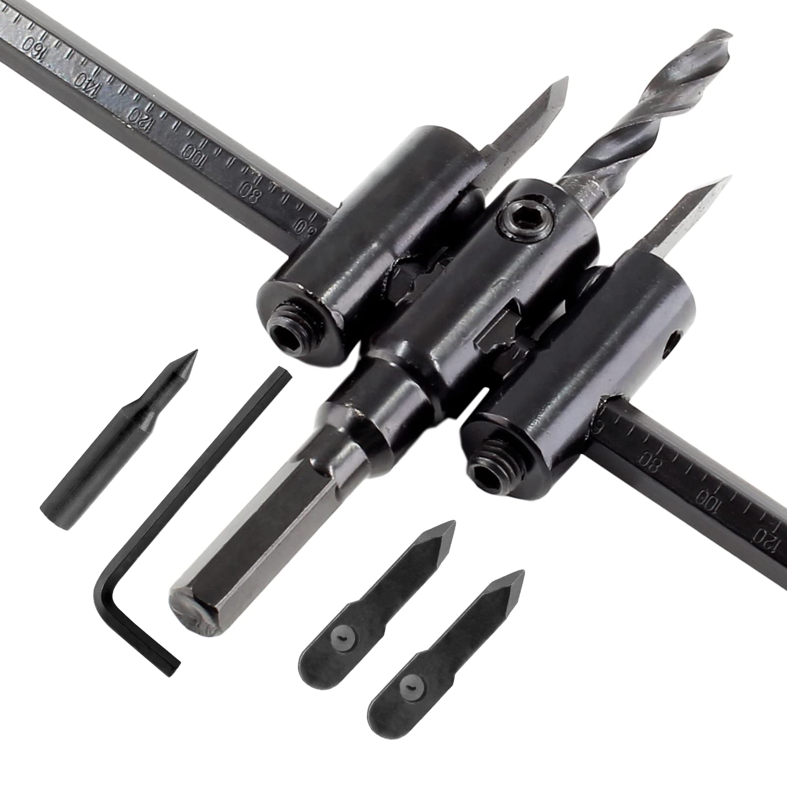 LifCratms Adjustable Hole Saw 1-3/16" to 11-3/4" (30 to 300mm), Heavy Duty Circle Cutter Drill Bit for Wood & Drywall, Round Cutting DIY Tools - Black