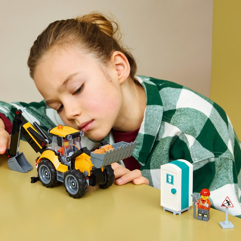 LEGO City Żółta koparko-ładowarka, zabawka konstrukcyjna dla dziecka w wieku od 7 lat, zestaw dla miłośników maszyn budowlanych, pomysł na prezent dla chłopca lub dziewczynki 60480