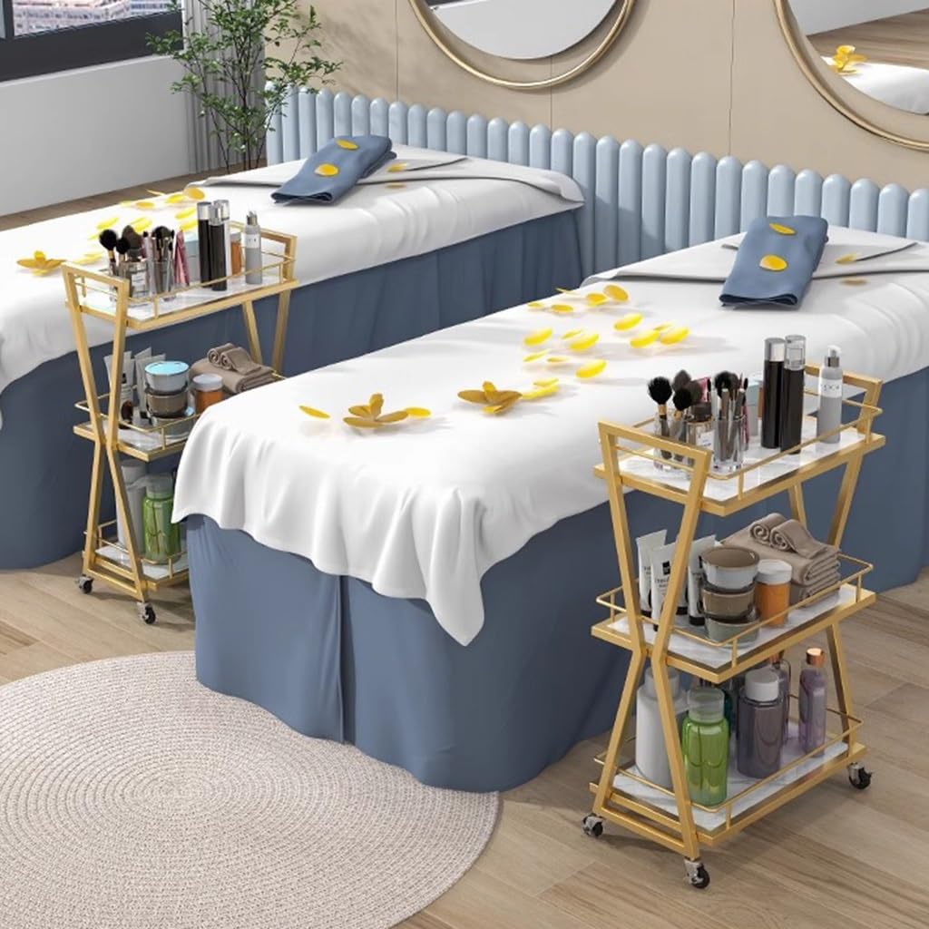 Metalowy wózek do makijażu na kółkach, 3-poziomowy wózek do salonu i spa, wózek do manicure, dla profesjonalistów kosmetycznych, akcesoria do włosów i paznokci, do przechowywania, mobilny wózek na