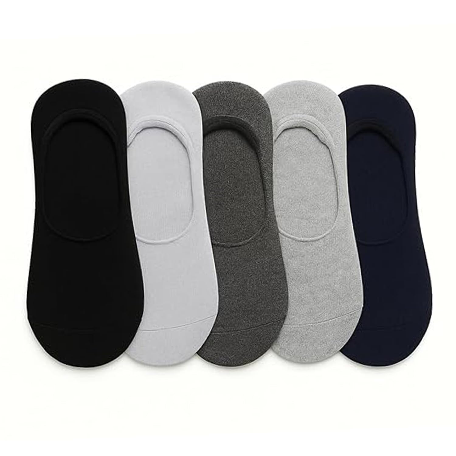 5 Pairs No Show Socks for Men and Women - Cotton Loafer Socks - Anti-Slip Invisible Socks for Sneakers & Boat Shoes - Multicolor Low Cut Unisex Ankle Liners - Free Size
